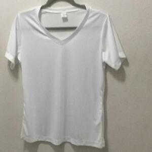Opna Women’s Tee Shirt Fabric- 100% Polyester Color-White Size-Medium.